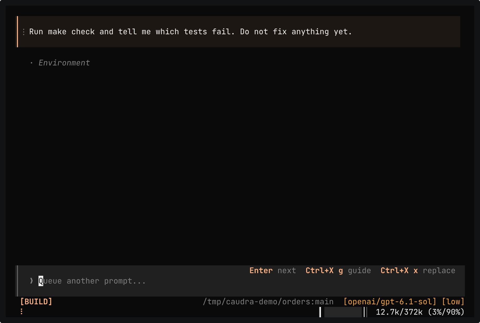 Excerpt of Filter shell output. make check exits with code 2, and its card shows the filtered output, 4 pass and 3 fail, with the note filtered, make, progress, 36% smaller, click for raw. The reply then lists the failing tests.